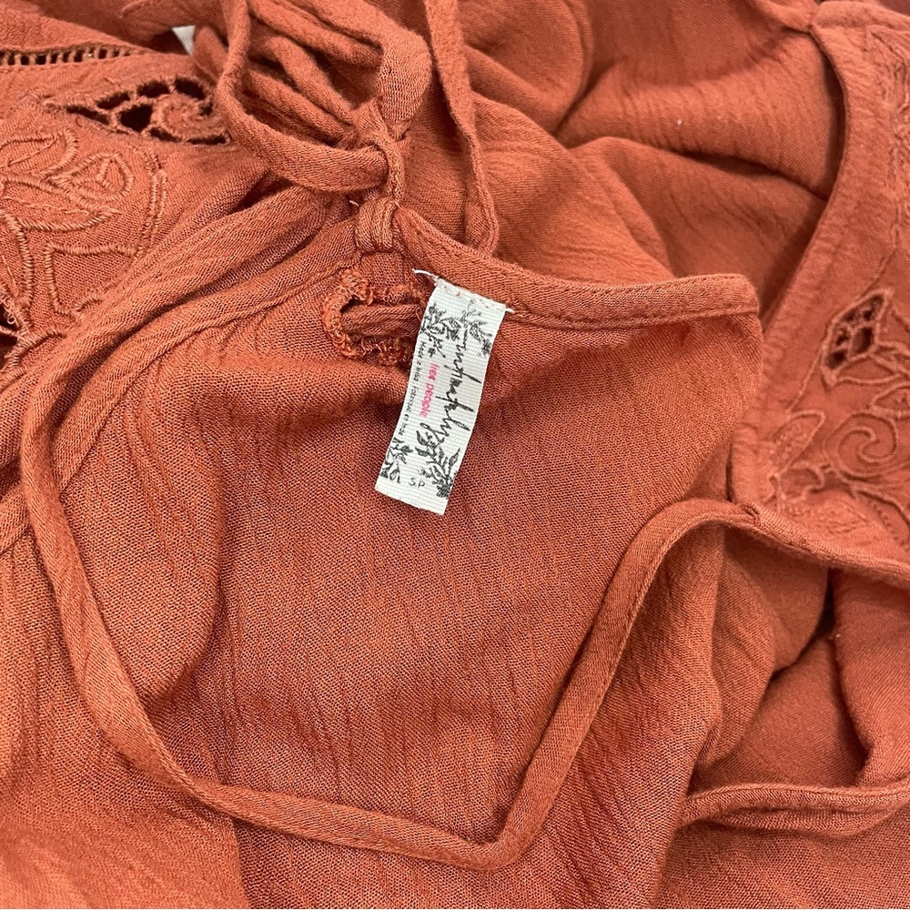 Free People heat wave rust embroidered swing tunic dress - Picture 8 of 9